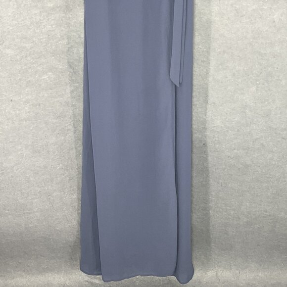 Tobi Dress Women Sz M Blue Slate V-Neck Ruffle Trim Wrap Spaghetti Straps‎ Maxi - Picture 6 of 16